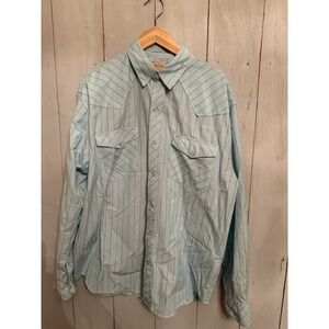 Resistol Double R Shirt Mens L Pearlsnap Western Green Stripe Long Sleeve New
